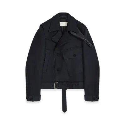 DRIES VAN NOTEN Short Wool Trench Coat "Midnight"