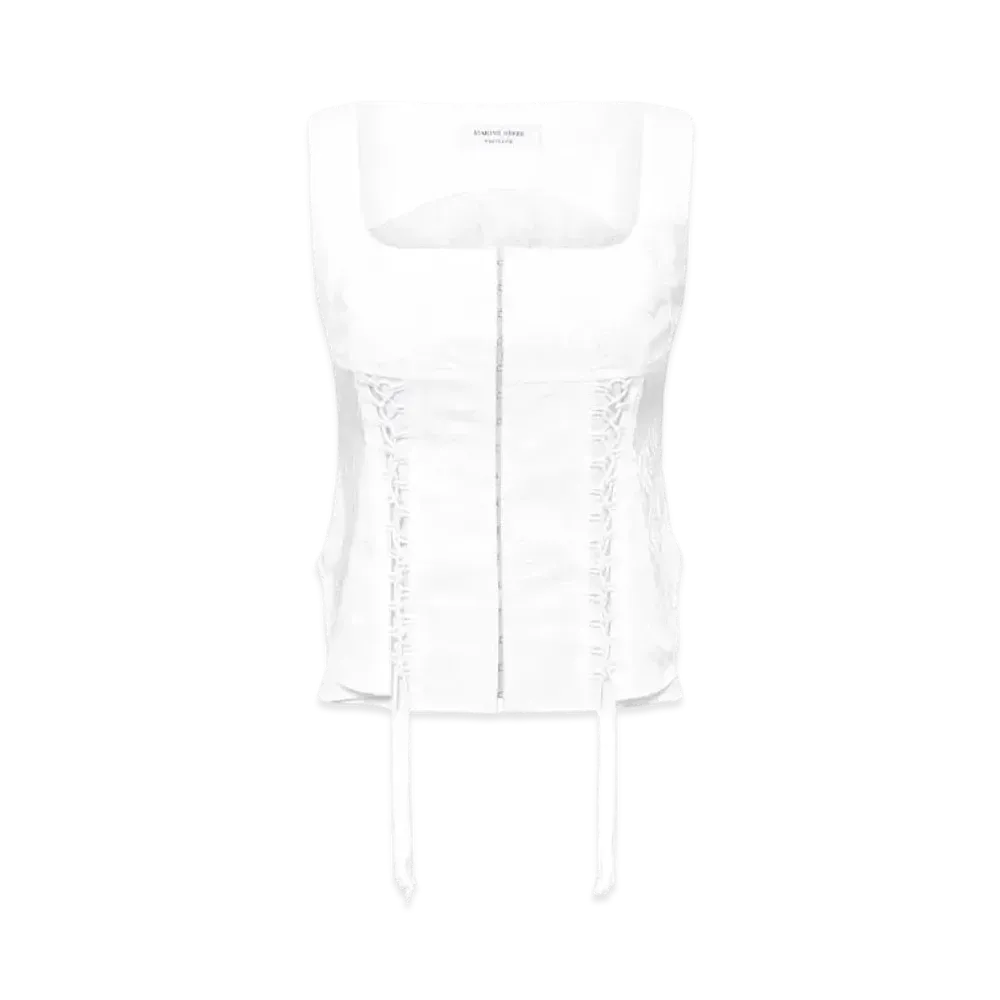 Marine Serre Regenerated Household Linen Corset Top "White"