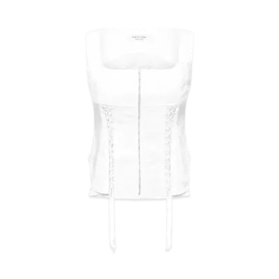Marine Serre Regenerated Household Linen Corset Top "White"
