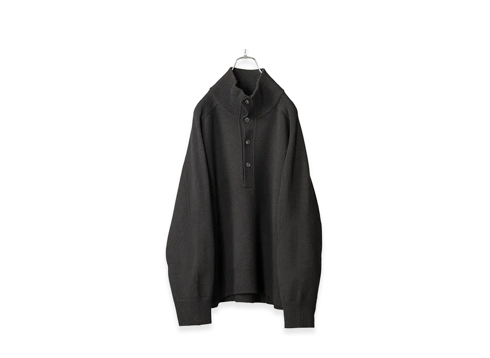 ANCELLM Button-Front Knit Blouson "Black"