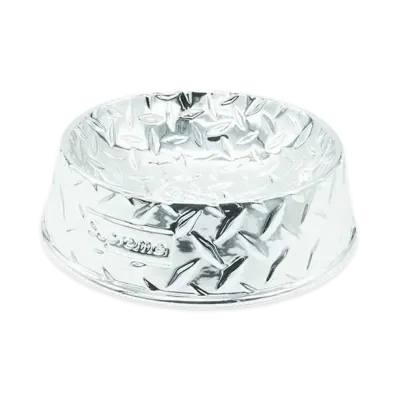 Supreme Diamond Plate Dog Bowl "Silver"