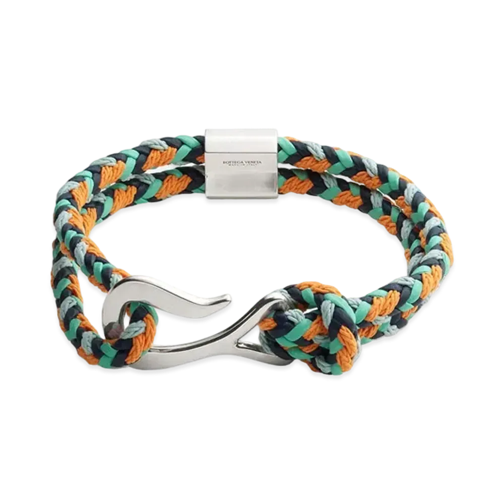 Bottega Veneta Braid Leather Bracelet "Green Oasis/Dark Sapphire"