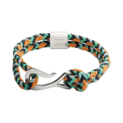 Bottega Veneta Braid Leather Bracelet "Green Oasis/Dark Sapphire"