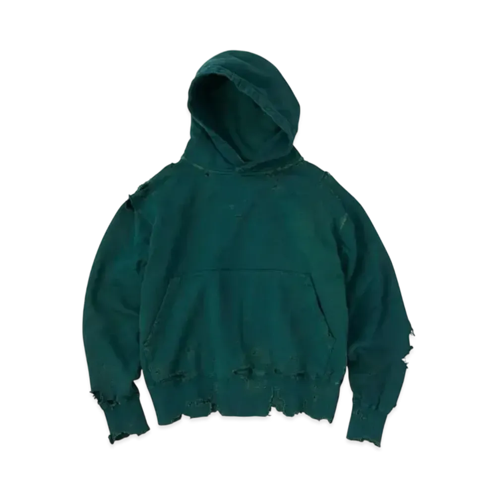 KURO More Damage Washed Sweat Parka "Green"