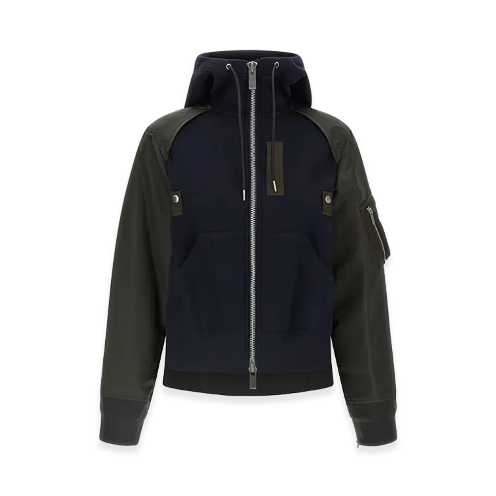 sacai Women's sponge Hoodie "Navy/Khaki"