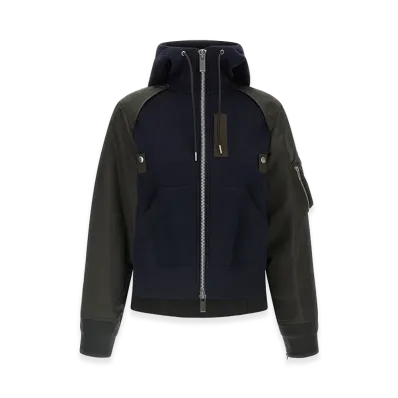 sacai Women's sponge Hoodie "Navy/Khaki"