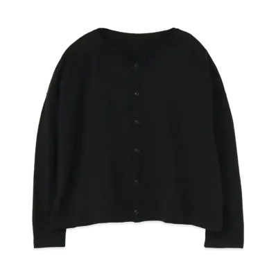 Yohji Yamamoto Y's PLAIN STITCH COLLAR CUT OFF CARDIGAN "Black"
