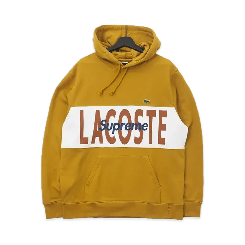 Supreme x LACOSTE Logo Panel Hooded Sweatshirt "Tan"