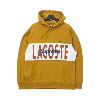 Supreme x LACOSTE Logo Panel Hooded Sweatshirt "Tan"