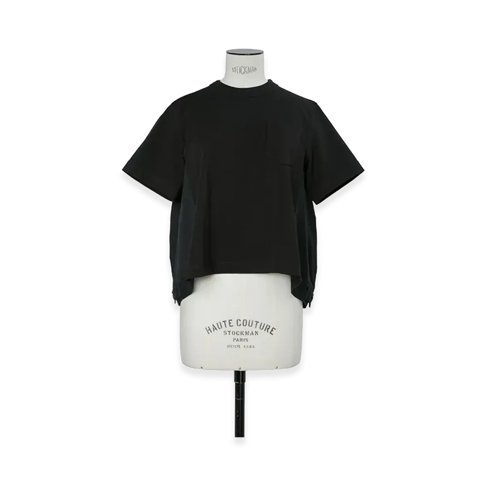 sacai Women's Denim x Cotton Jersey T-Shirt "Black"