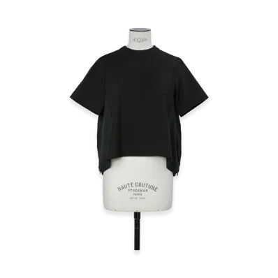 sacai Women's Denim x Cotton Jersey T-Shirt "Black"