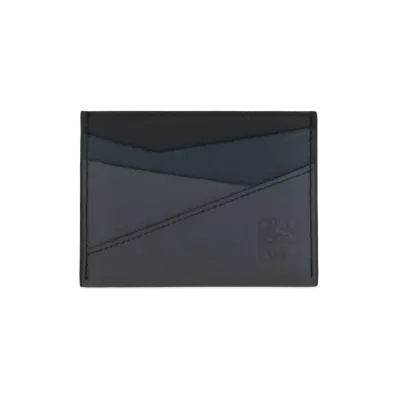 LOEWE Puzzle Plain Card Holder Classic Calf "Deep Navy/Anthra Site"