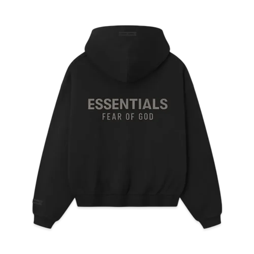 FEAR OF GOD ESSENTIALS Kids Fleece Hoodie Zip-Up "Jet Black"