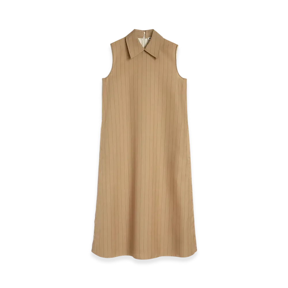 Jil Sander Wool Blend Pinstripe Shirt Dress "Strawberry Whirl"