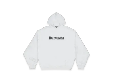 BALENCIAGA Women's Caps Destroyed Hoodie "White"