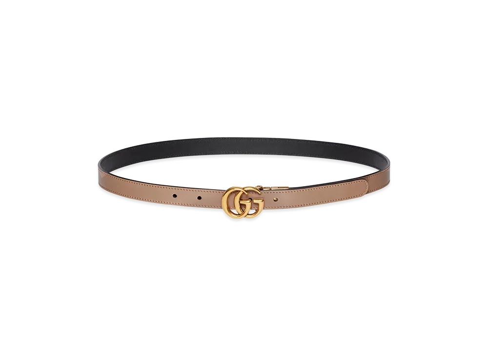 GUCCI Women's Leather GG Marmont Reversible Belt "Beige"