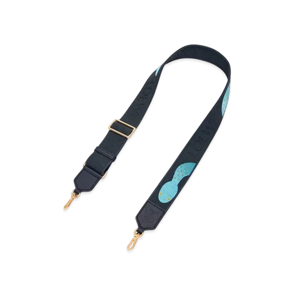 LOEWE Snake Anagram Strap in Jacquard and Calfskin "Dark Ink/Sky Blue"