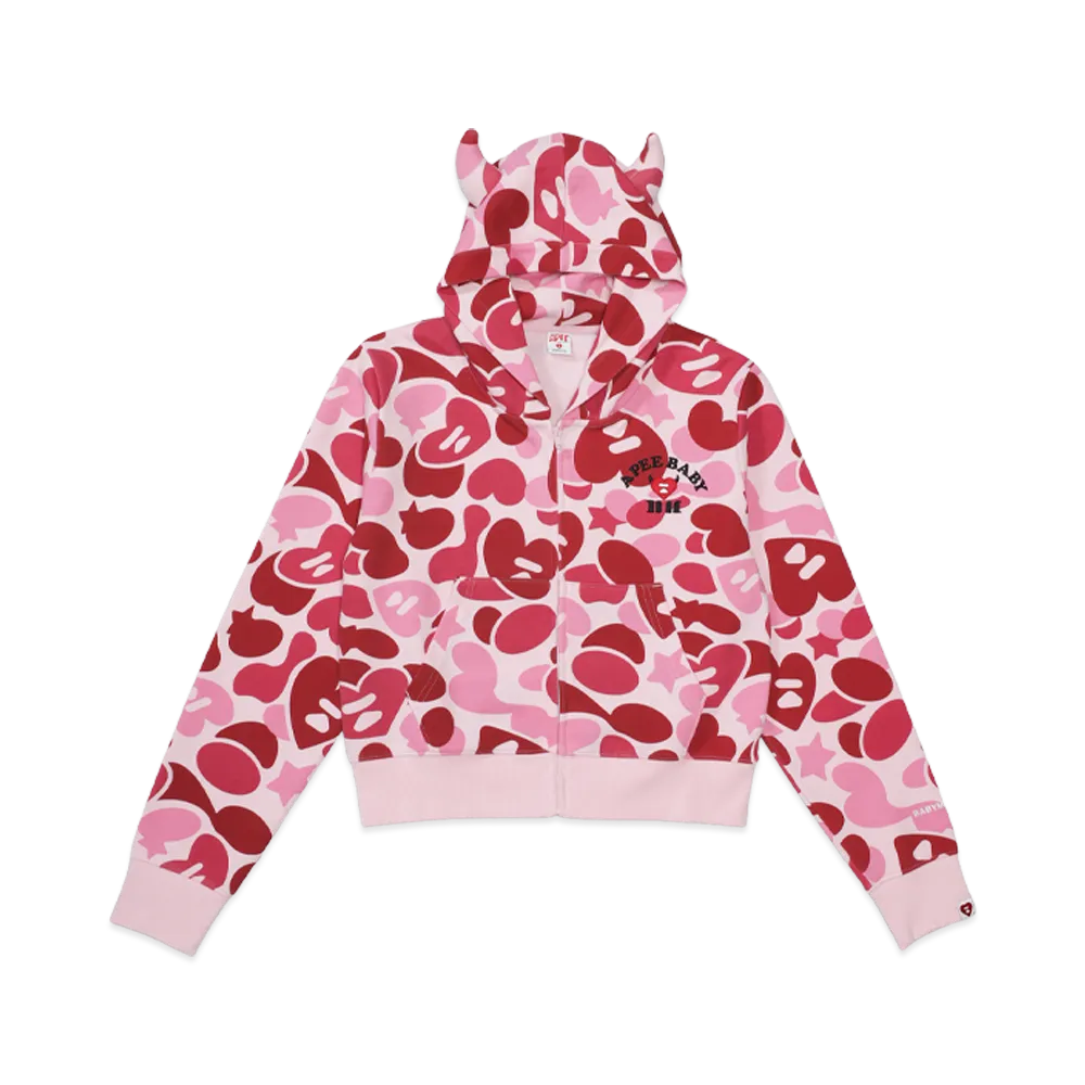 A BATHING APE x BABY MONSTER Women's Heart Badge Zip Hoodie "Pink"