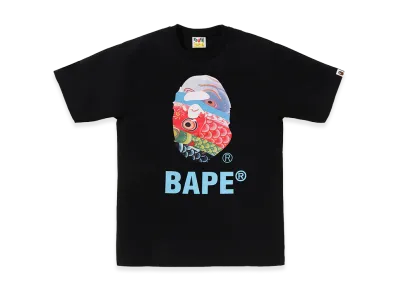 A BATHING APE Carp Streamer Photo Ape Head Tee "Black"