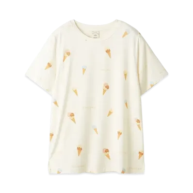 GELATO PIQUE Cool Sensation To The Touch Playful Ice Pattern T-Shirt "Off White"