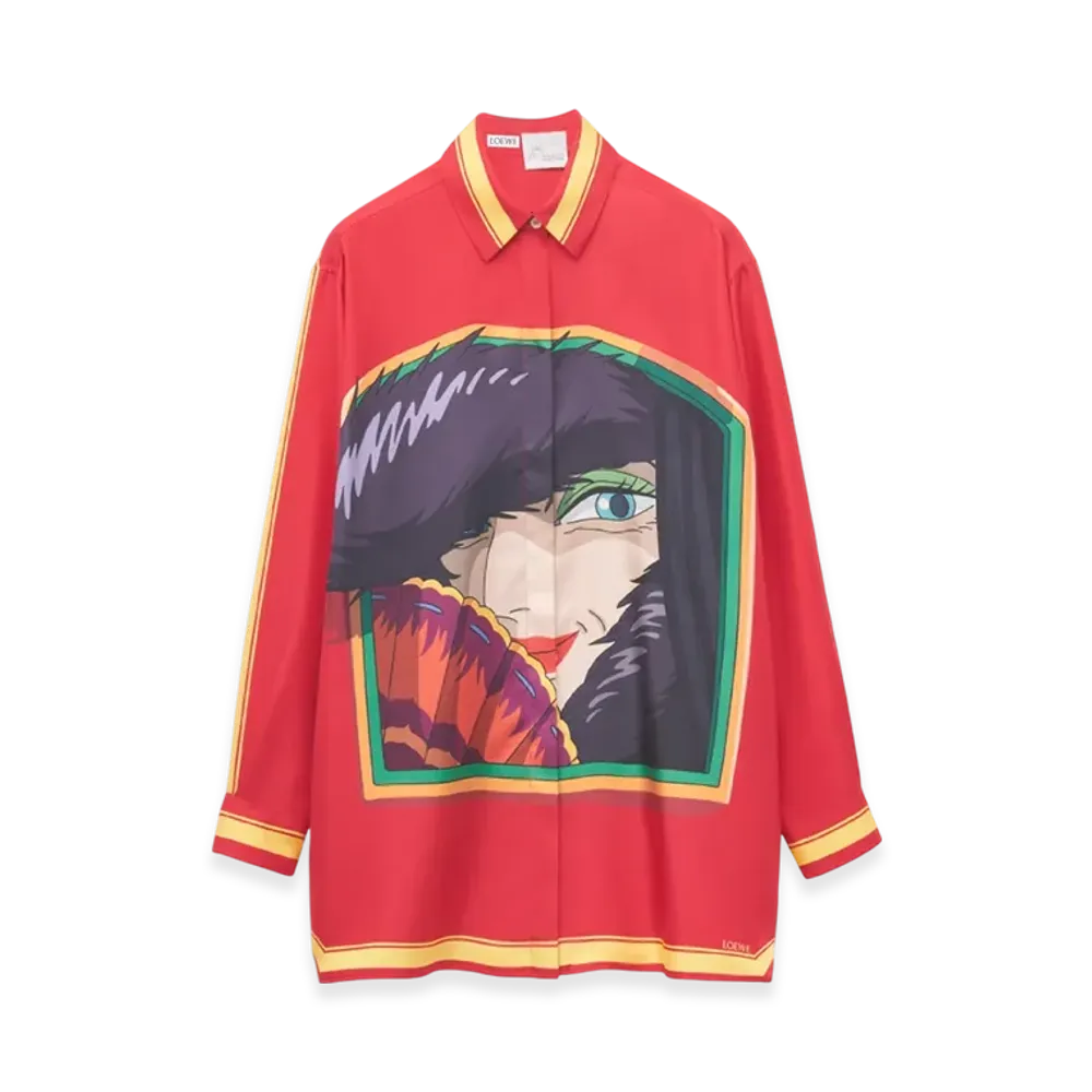 LOEWE x Howl's Moving Castle Witch of the Waste Shirt in Silk "Pink/Yellow"