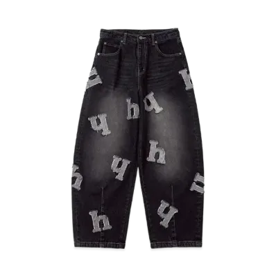 HTH H flower logo denim "BLACK"