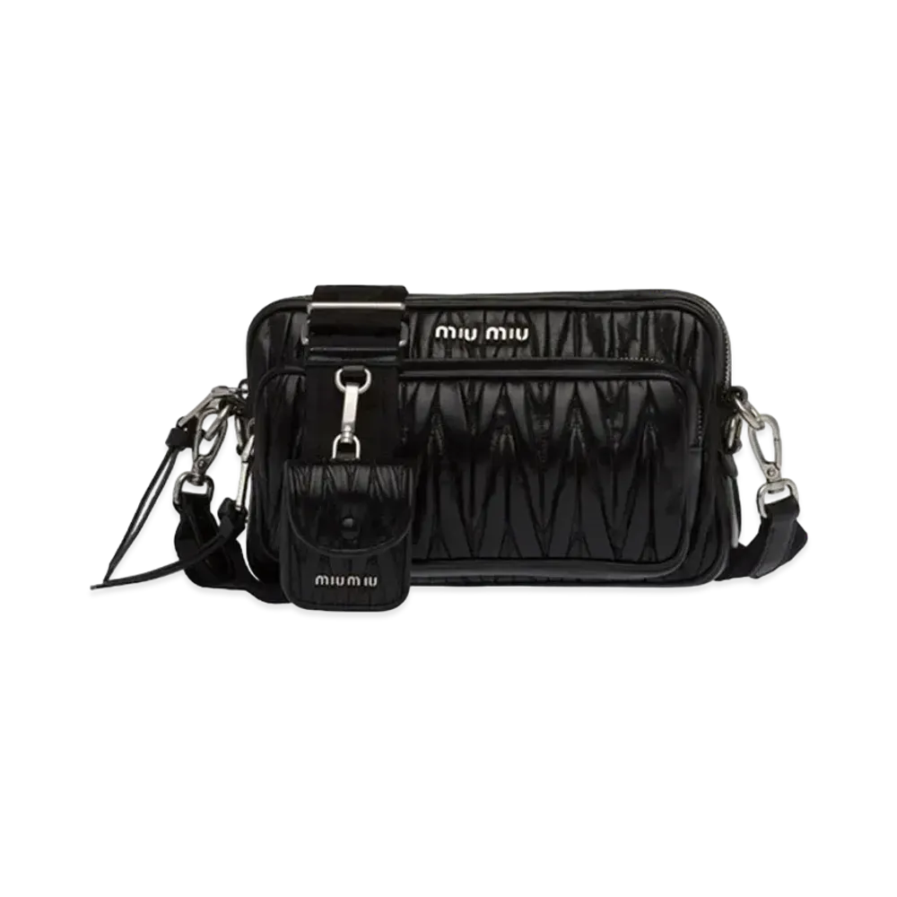 MIU MIU Materasse Shine Leather Shoulder Bag "Black"