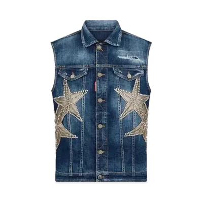 Dsquared2 x Rolling Stones Starry Night Denim Classic Vest "Navy"