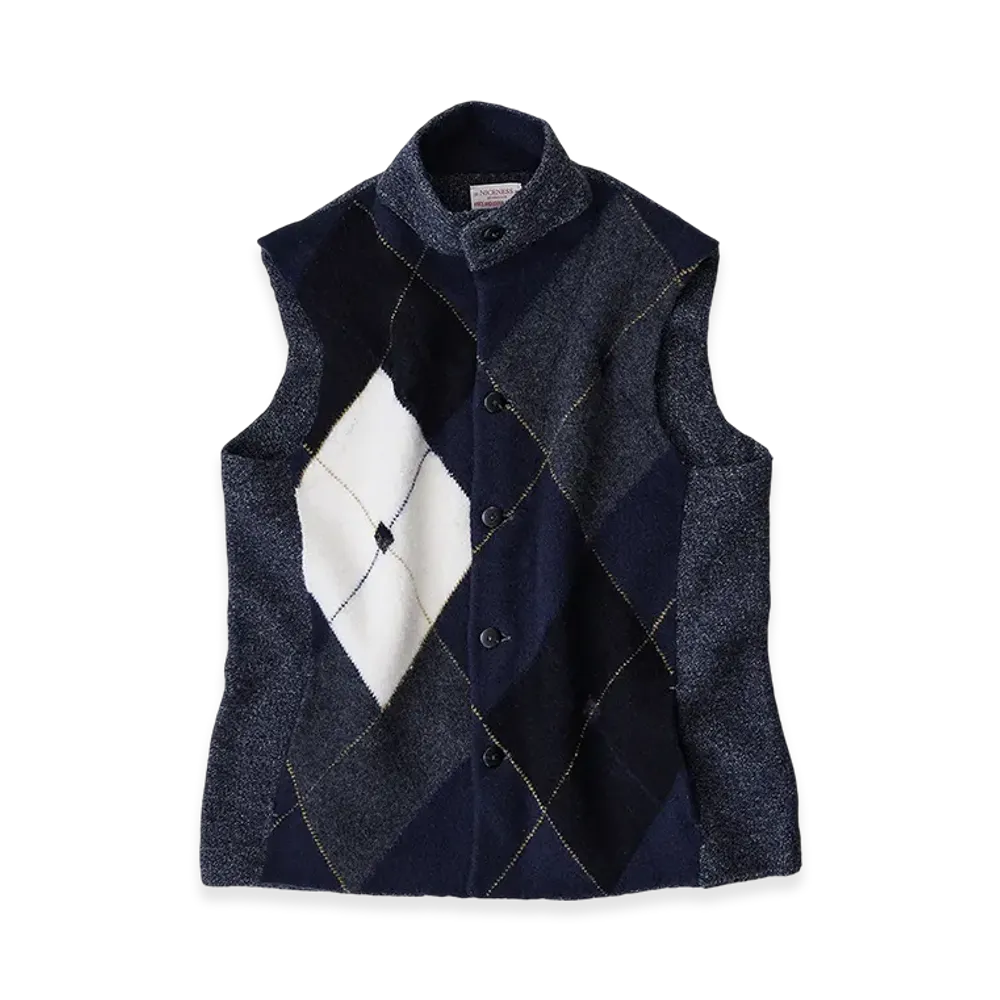 NICENESS Blunder Felted Knit Vest "Navy"