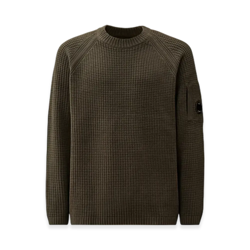 C.P. Company Cotton Chenille Crewneck Lens Sweater "Dark Shadow Grey"
