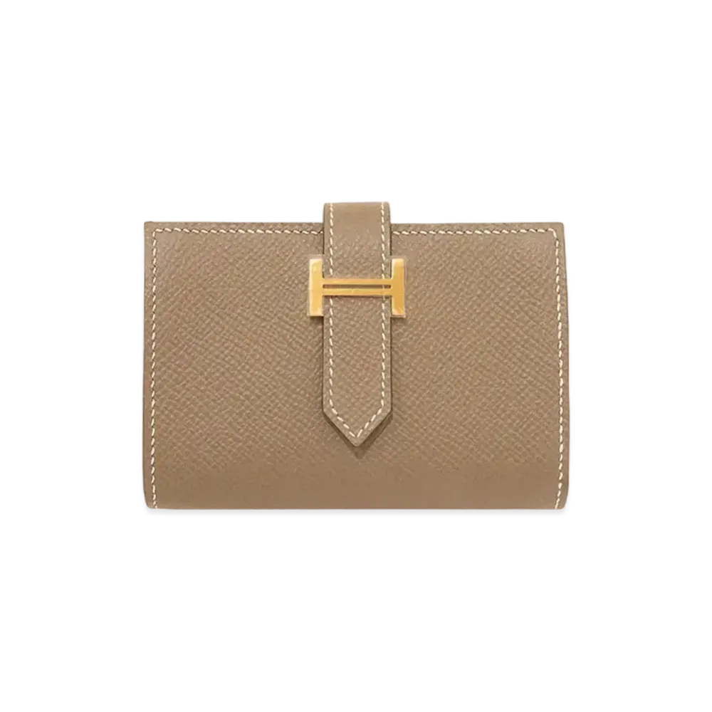 Hermes Bearn Mini Veau Epsom "Etoupe/Gold"