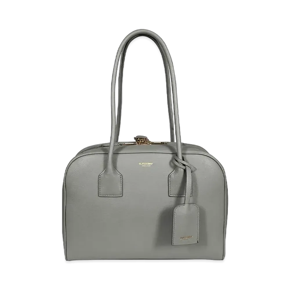 Burberry Medium Leather Half Cube Bag "Cloud Grey"