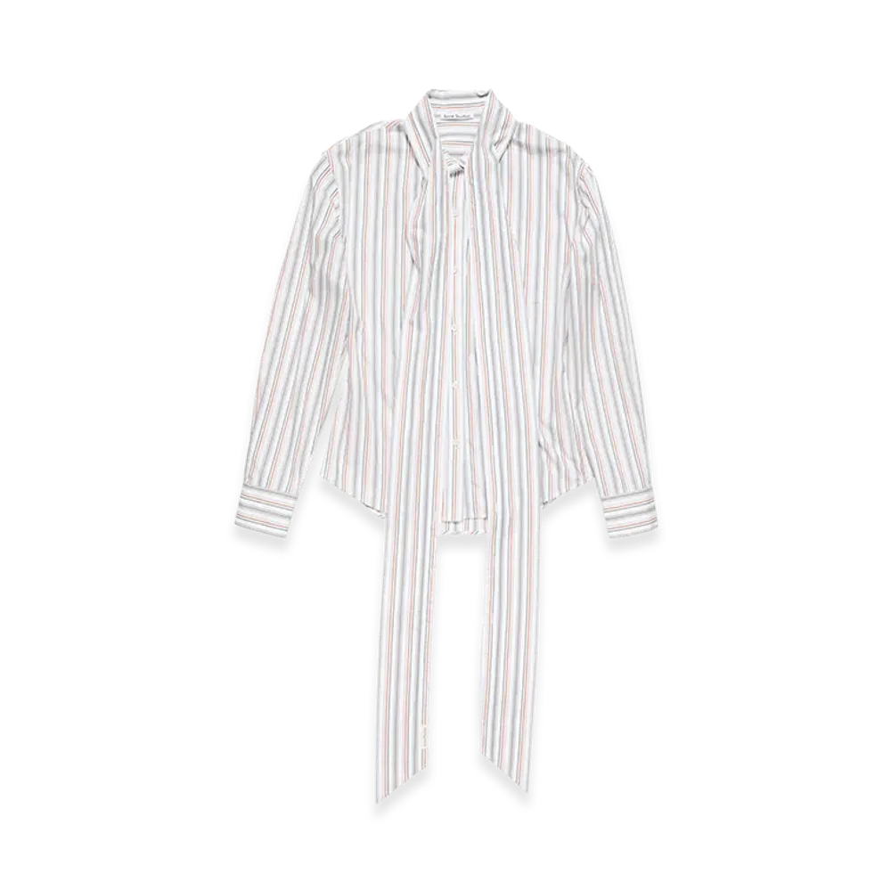Acne Studios Striped Blouse With Scarf "Orange/Grey"