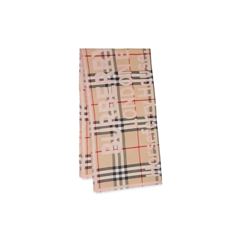 Burberry Montage Print Lightweight Silk Cashmere Scarf "Misty Blush"
