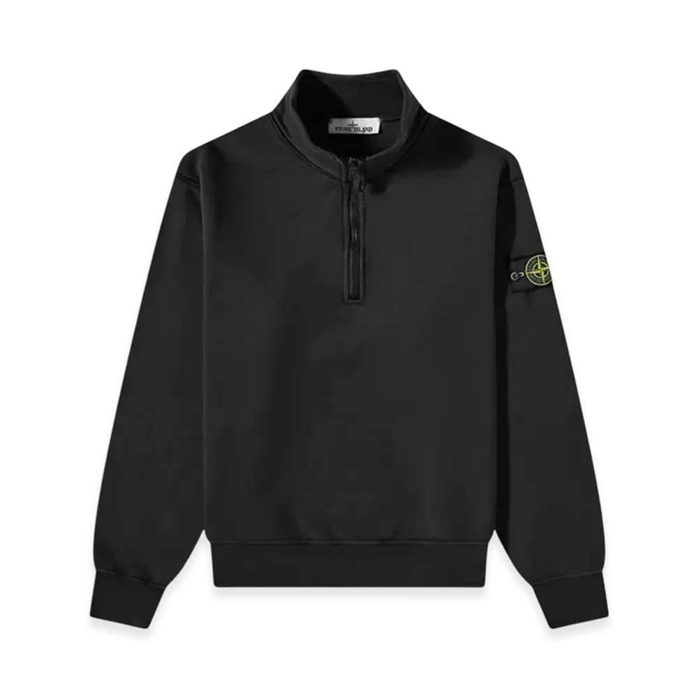 Stone Island 61951 Cotton Fleece Garment Dyed Half Zip Sweatshirt - 23SS "Black"