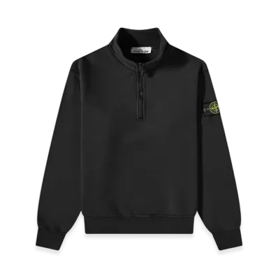 Stone Island 61951 Cotton Fleece Garment Dyed Half Zip Sweatshirt - 23SS "Black"