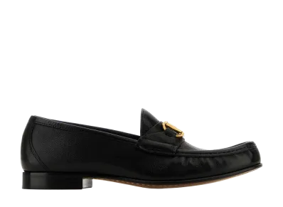 Valentino Garavani Women's Black Leather Vlogo Loafers "Black"
