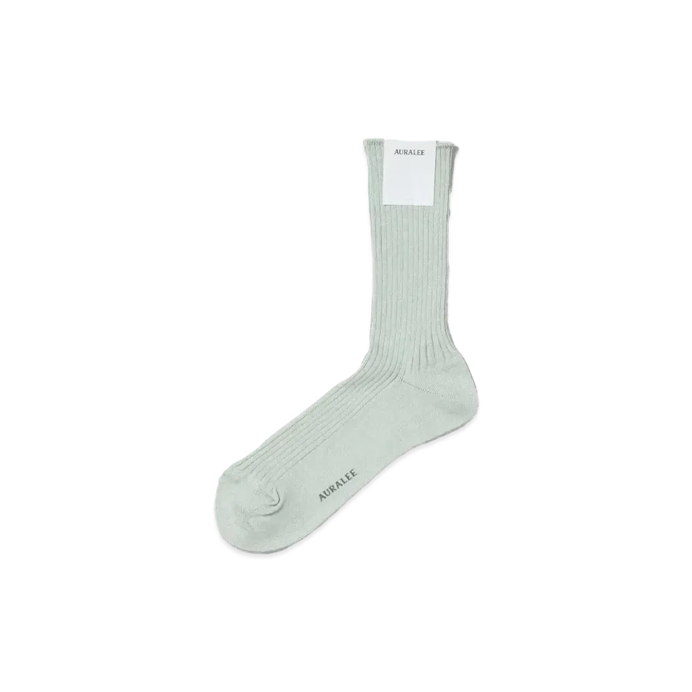 AURALEE Giza High Gauge Socks "Pale Green"