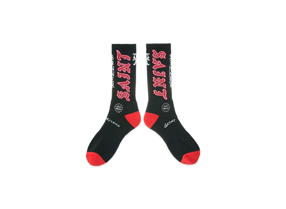SAINT Mxxxxxx Socks Aint "Black/Red"