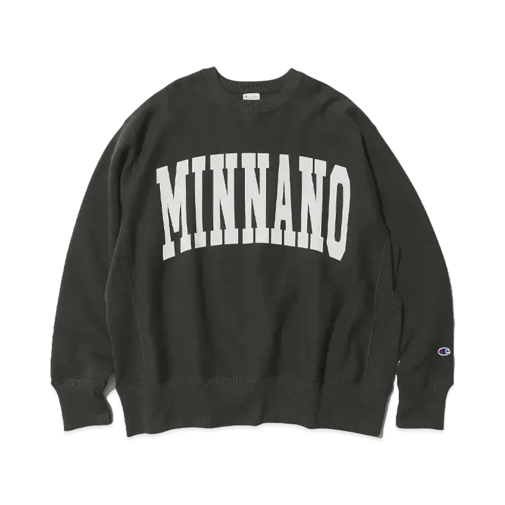 BEAMS x Champion x MIN-NANO Reverse Weave Logo Sweat "Off Black"