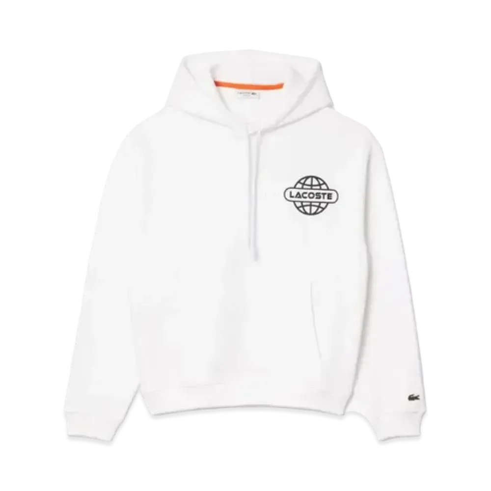 LACOSTE Gradation Name Logo Back Print Hoodie "White"