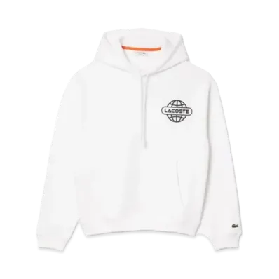 LACOSTE Gradation Name Logo Back Print Hoodie "White"