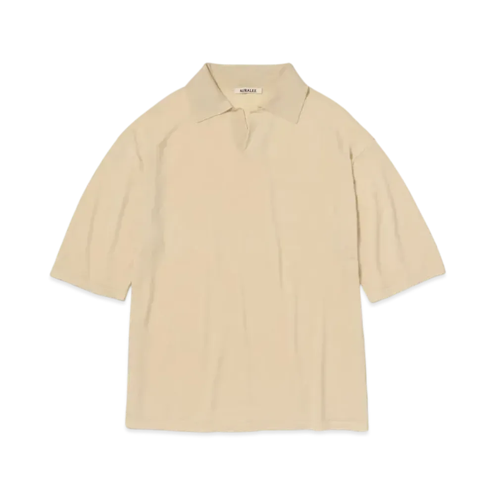 AURALEE Product Dyed Wool Knit Polo "Yellow"