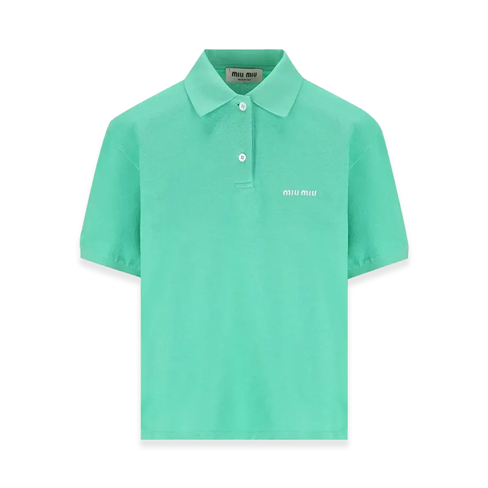 MIU MIU Women's Cotton Pique Polo Shirt "Menta"