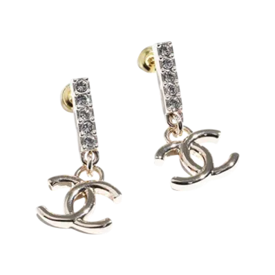 CHANEL Mini CC Logo Earrings "Silver"