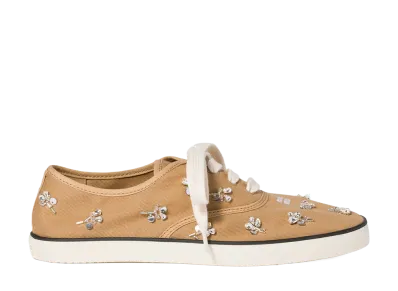 MIU MIU Women's Embroidered Drill Sneakers "Malt Beige"
