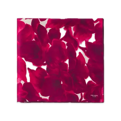 PRADA Printed Silk Shantung Scarf 65 x 65 "Purple/White"