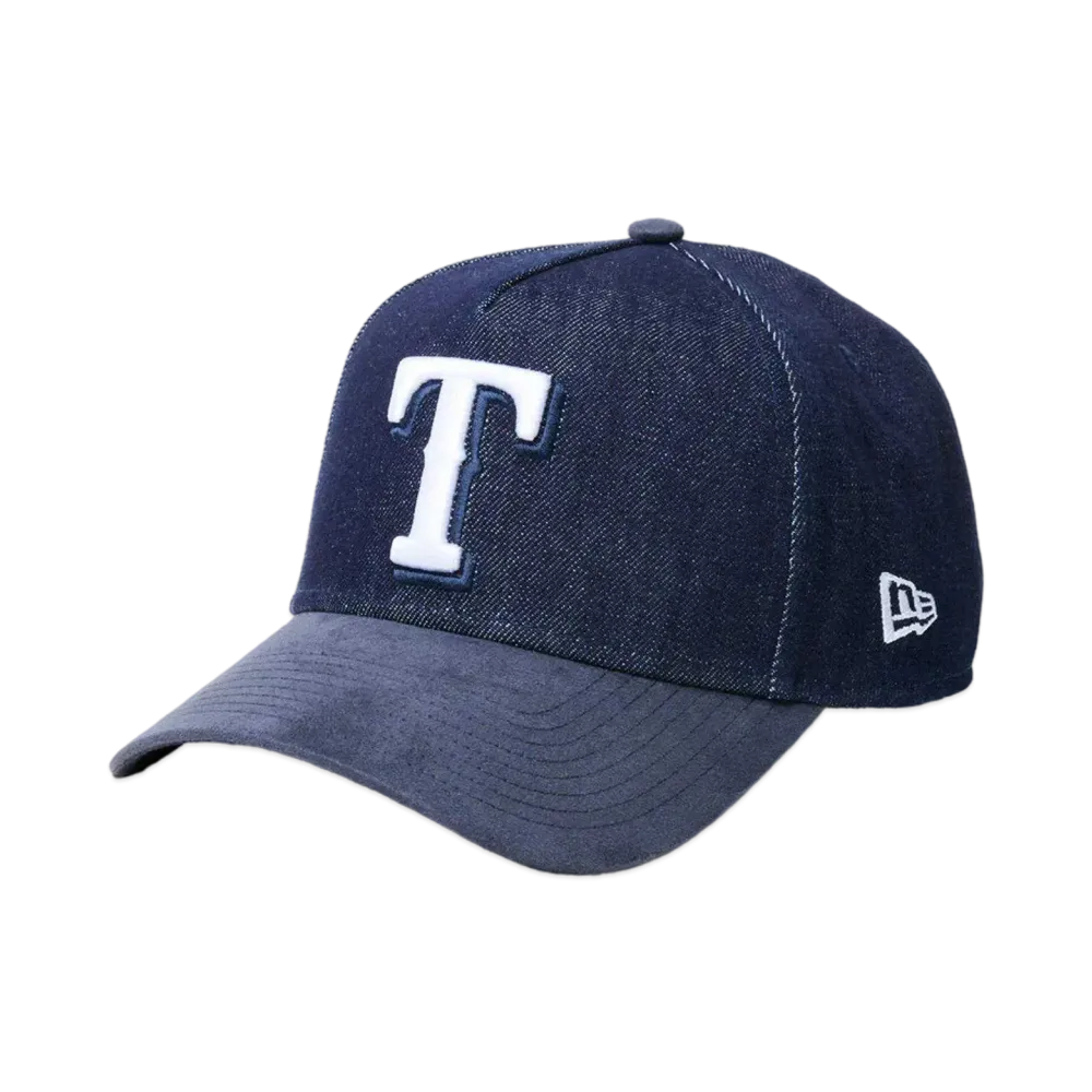 NEW ERA 9Forty A-Frame MLB Denim 2-Tone Texas Rangers Suede Visor "Indigo Denim/Navy"