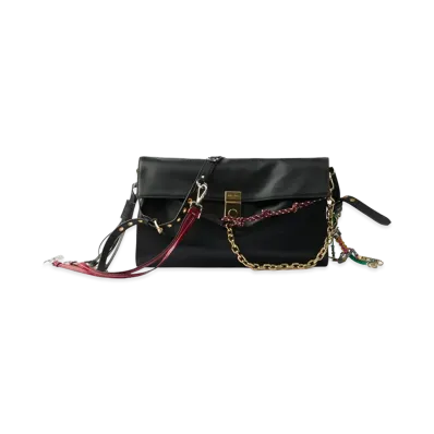 PRADA Women's Soft Sound Large Leather Shoulder Bag With Charms "Black"