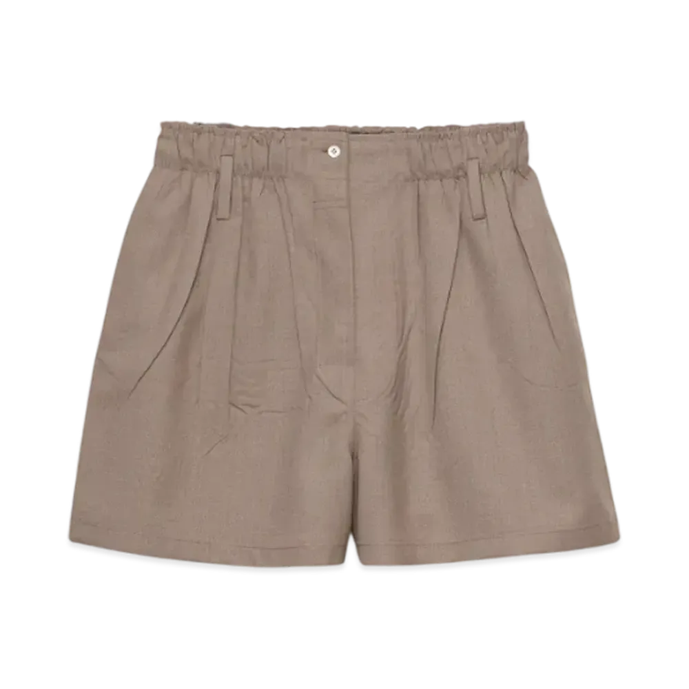 PRADA Women's Mouline Wool Shorts "Sand Beige"